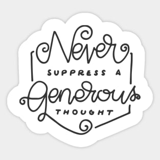 'Never Suppress A Generous Thought' Food and Water Relief Sticker